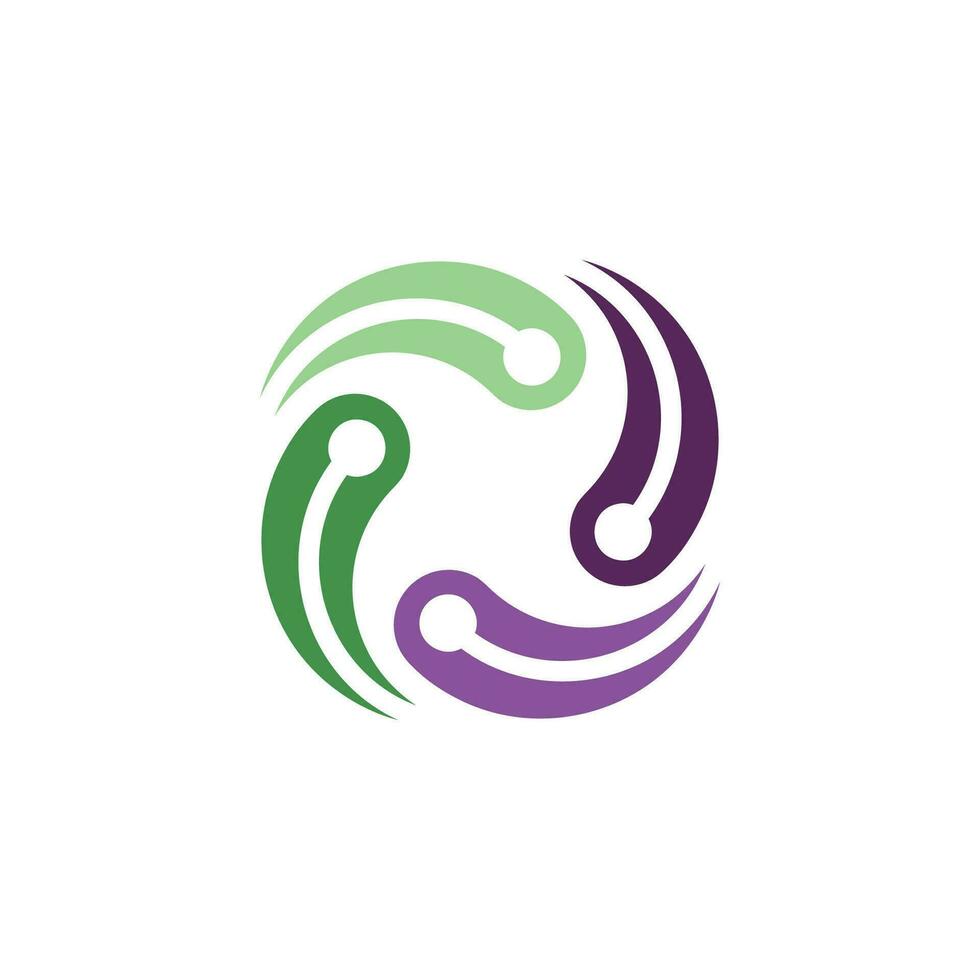 Centered swirling network technology logo vector