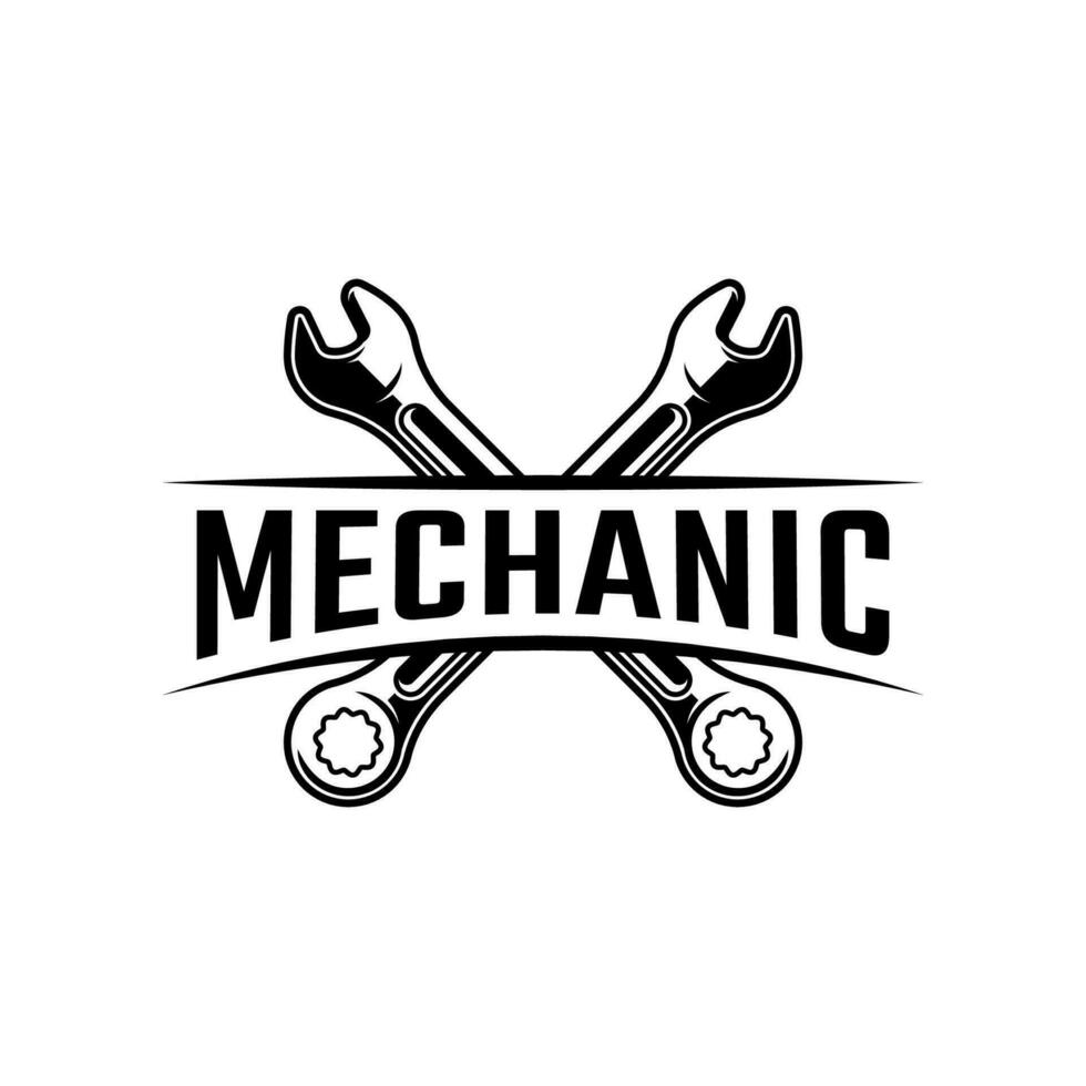 Mechanic service logo design vector isolated on white background.