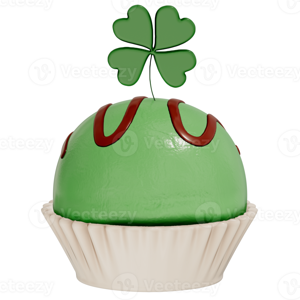 St. Patrick's day dessert Chocolate Mint Truffles with shamrock on transparent background, 3D Rendering png