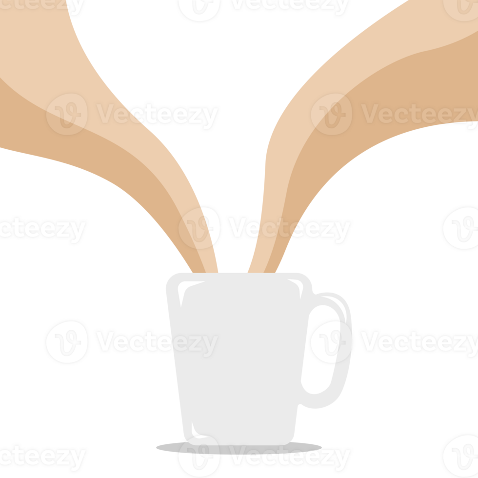 Isolated coffee cup flat design PNG transparent background. Ilustration of  White cup with steam.