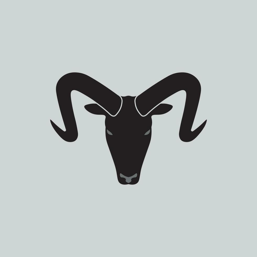 head goat logo in black color vector