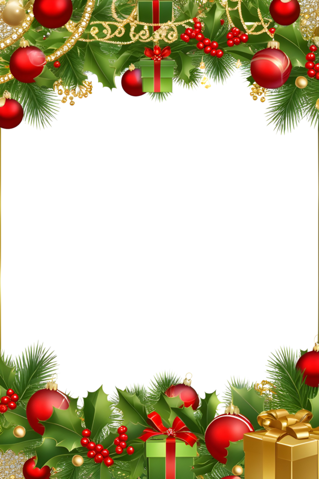 AI generated Christmas border frame PNG transparent background