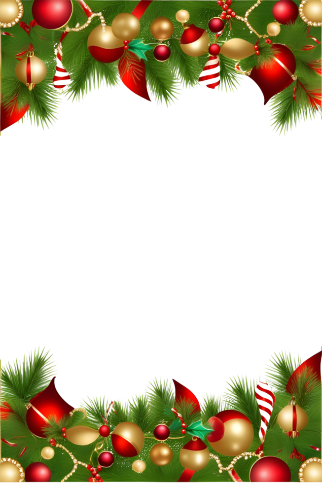 AI generated Christmas border frame PNG transparent background
