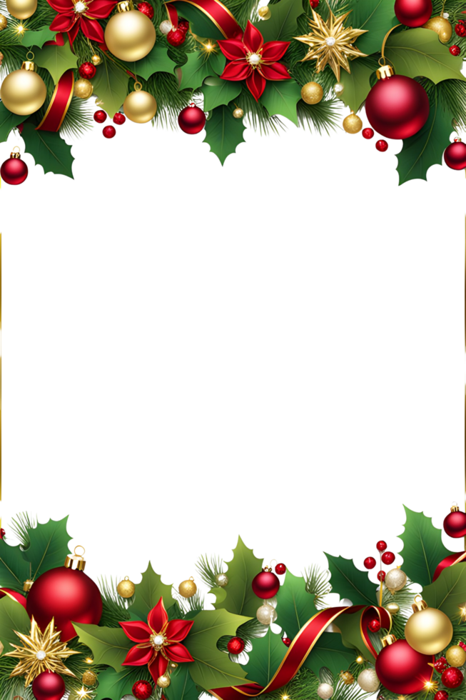AI generated Christmas border frame PNG transparent background