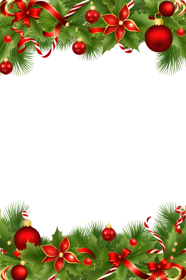 AI generated Christmas border frame PNG transparent background