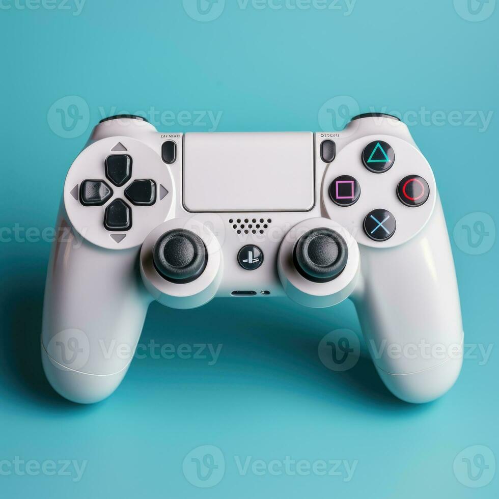 AI generated Gaming Remote Isolated on Blue Background Realistic New and Modern Game Control Generative AI photo