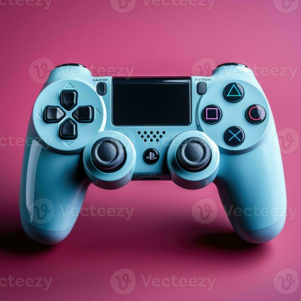 AI generated Gaming Controller Isolated on Blue Background Realistic Game Control Photo Generative AI