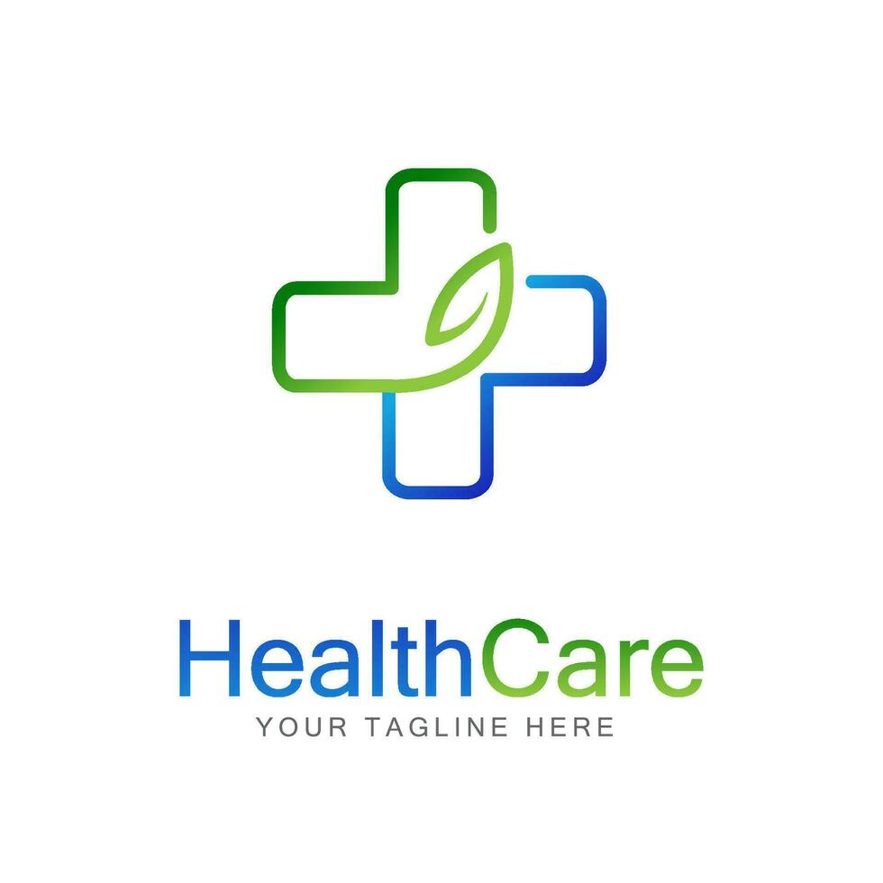 médico logo salud cuidado médico hoja orgánico verde nutrición hojas vector