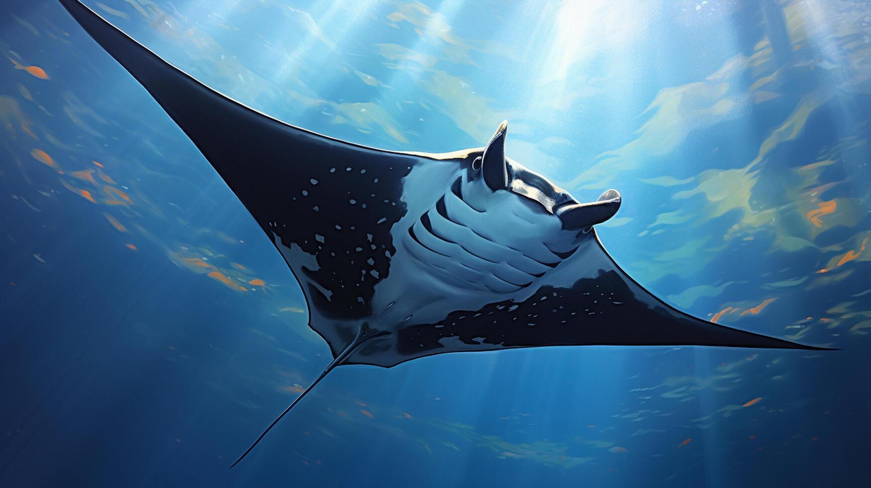 AI generated Manta ray fish on natural background wallpaper photo