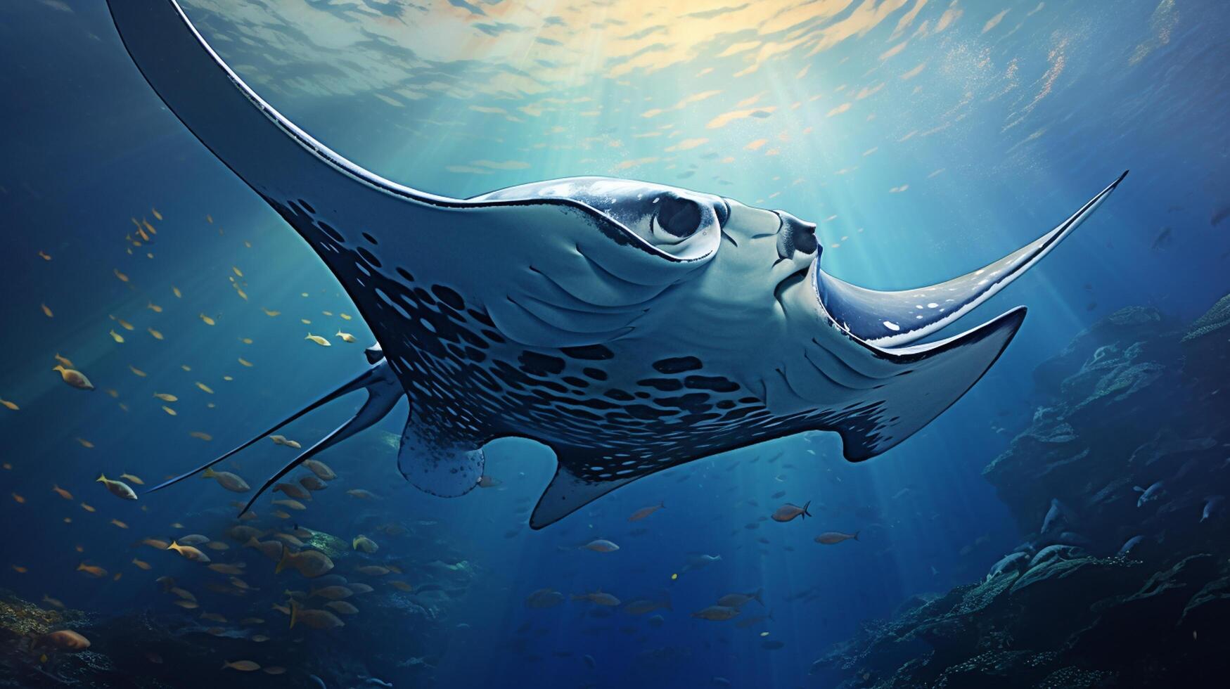 AI generated Manta ray fish on natural background wallpaper photo