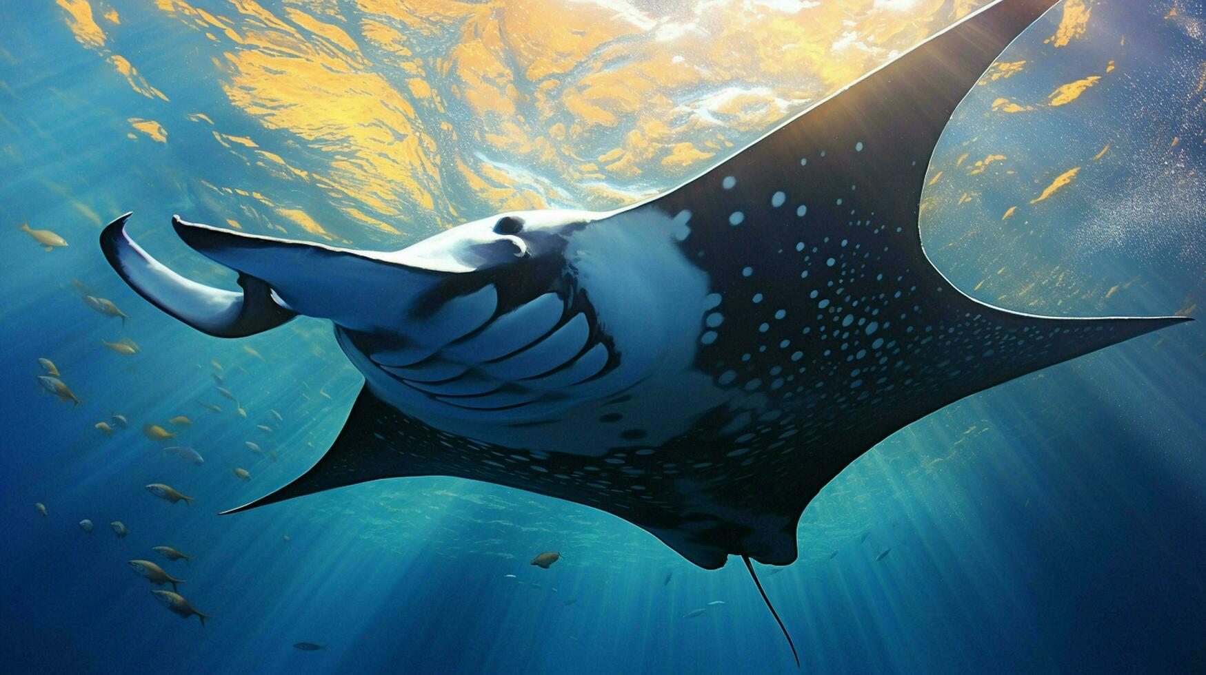 AI generated Manta ray fish on natural background wallpaper photo