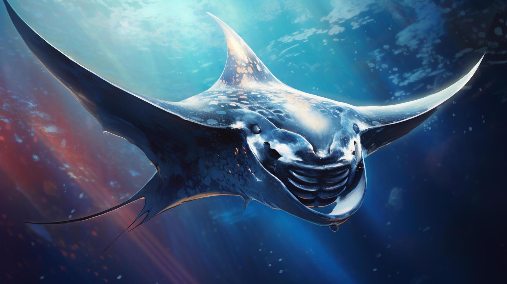 AI generated Manta ray fish on natural background wallpaper photo