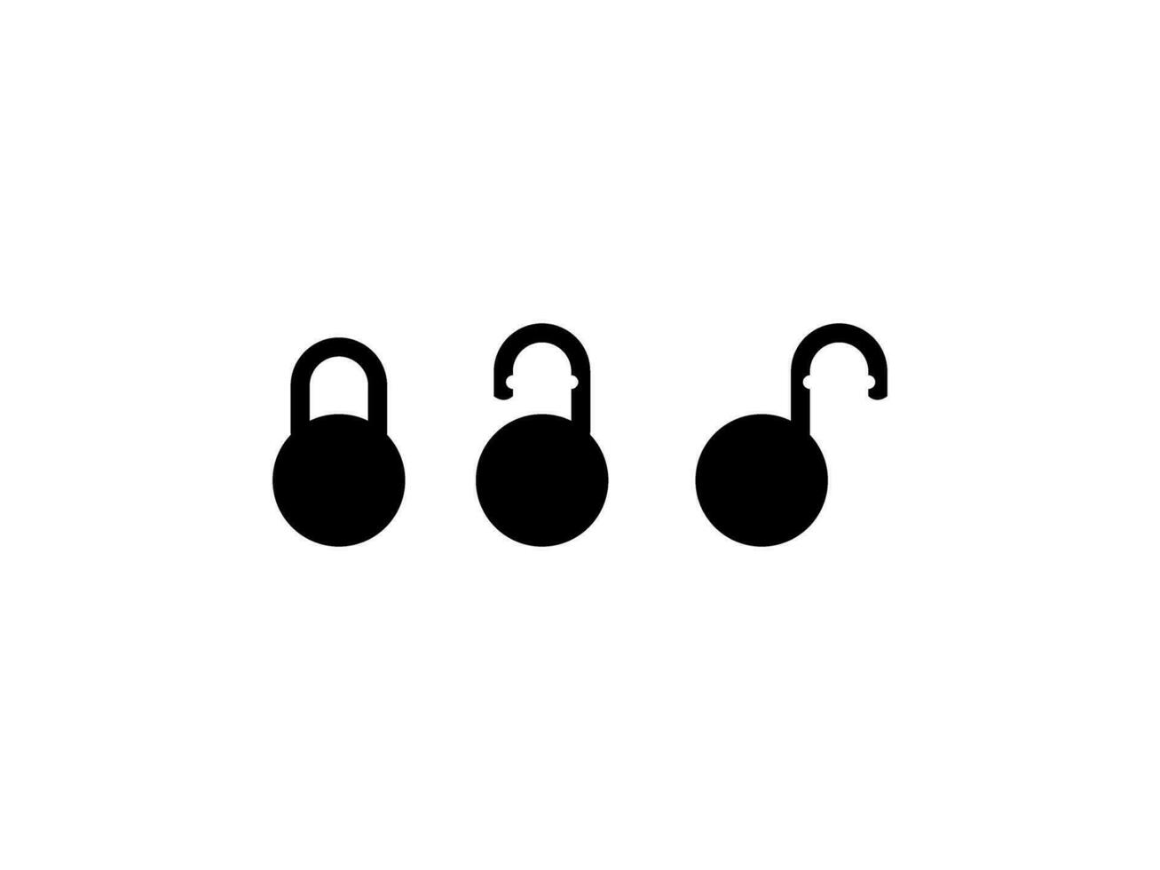 Set of the Closed and Open Padlock Silhouette, Flat Style, can use for Art Illustration, Pictogram, Logo Gram, Website or Graphic Design Element. Vector Illustration
