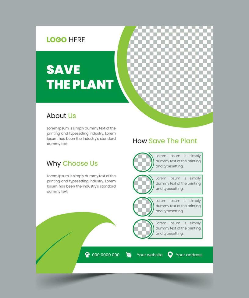 Grow and save green nature flyer template vector