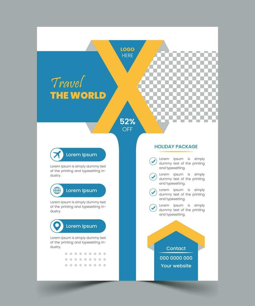 World travel flyer template design vector