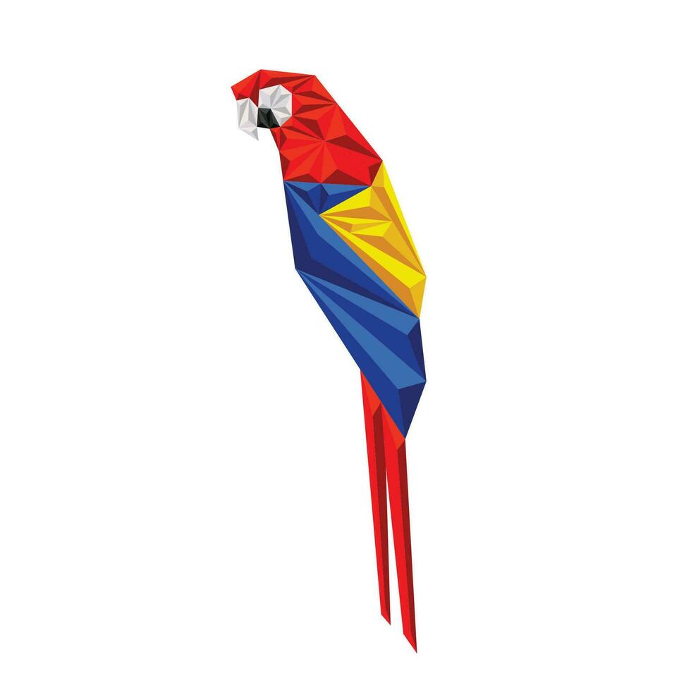 Red macaw bird vector polygon style