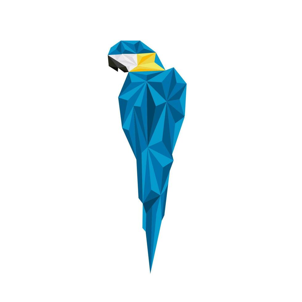 Blue golden macaw portrait with polygonal design style vector