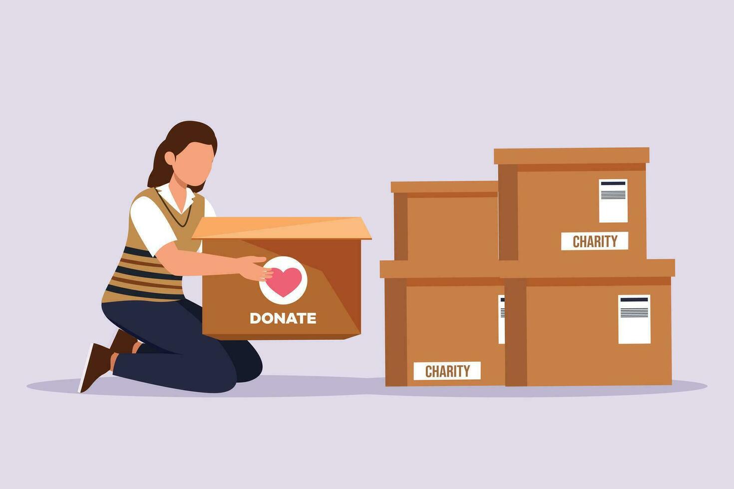 Charity, support and donation concept. Colored flat vector illustration isolated.