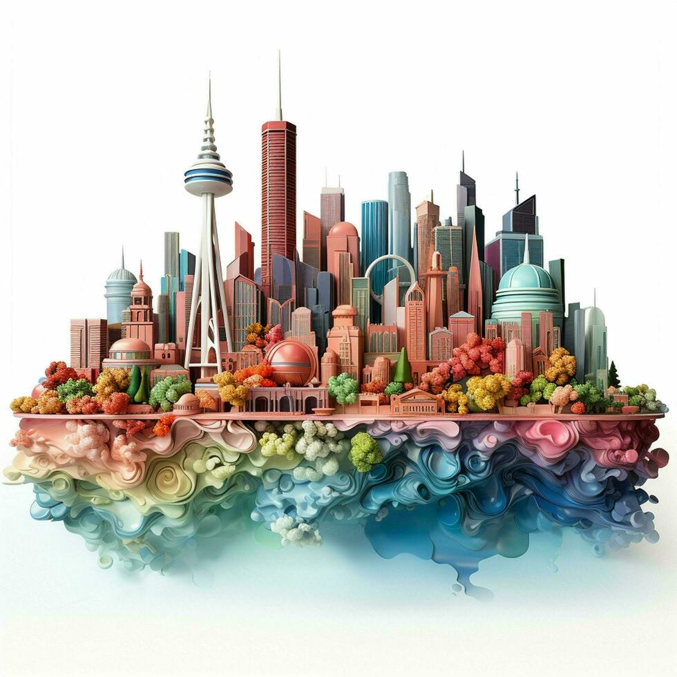 AI generated city concept 3d symbol on white background photo