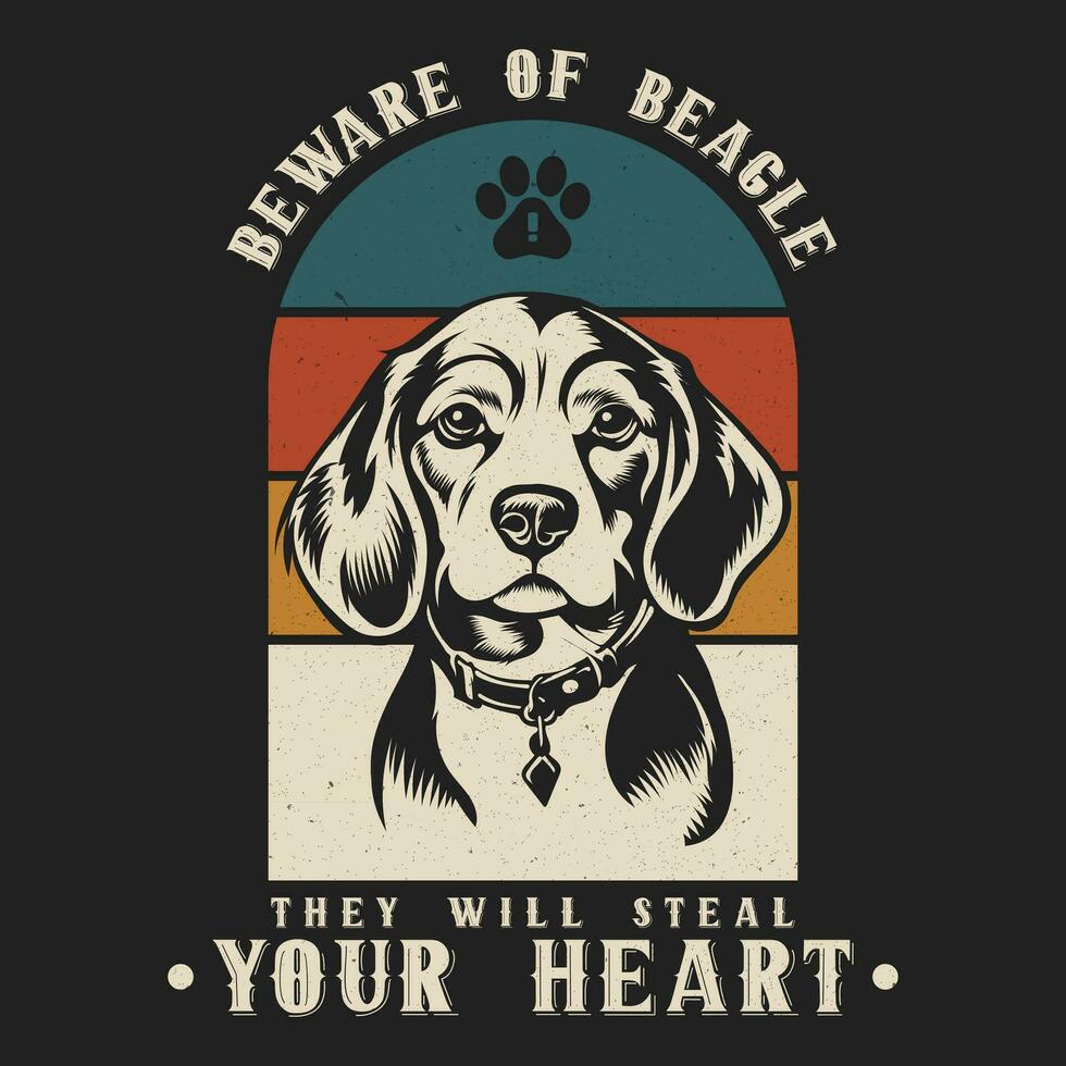 retro beagle perro camiseta diseño vector