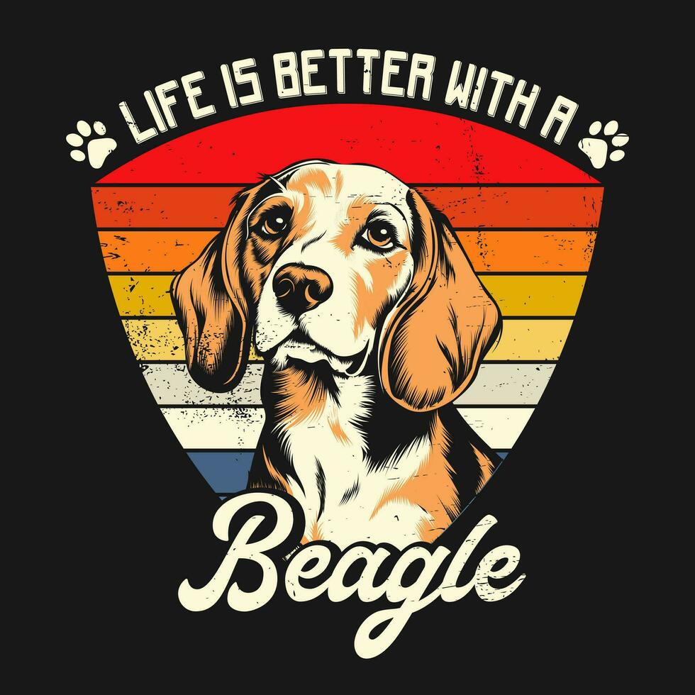 Retro Beagle Dog Tshirt Design Stock Vector
