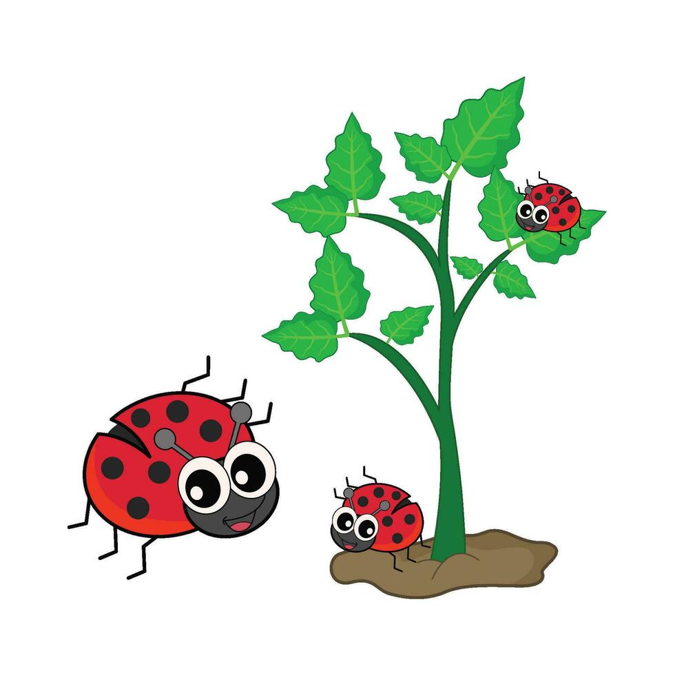 ladybug in tree illustration vector
