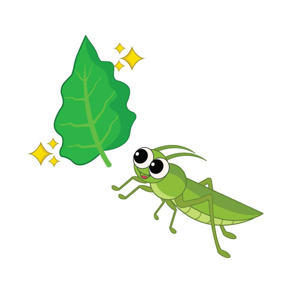 insect with leaf illustration vector