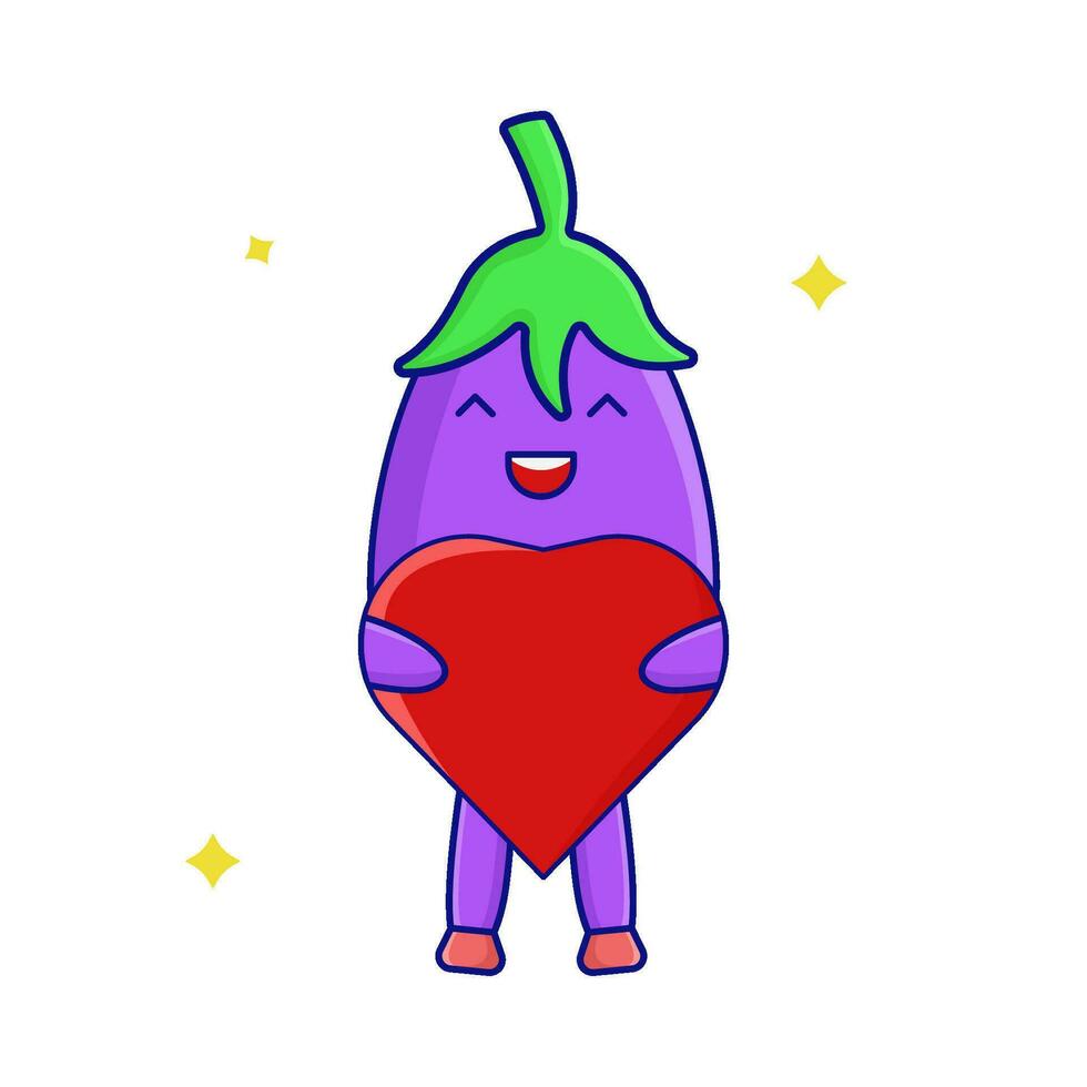 eggplant with love illustration vector