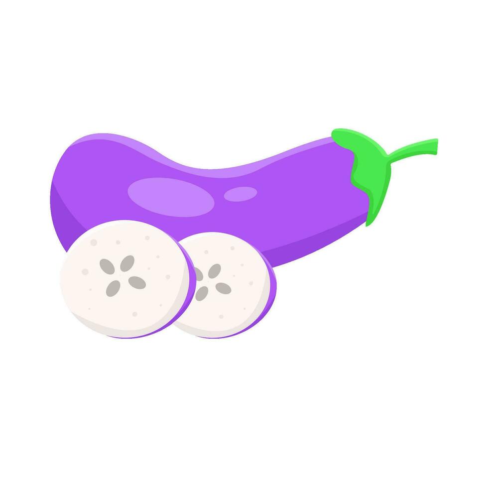 eggplant with eggplant slice illustration vector