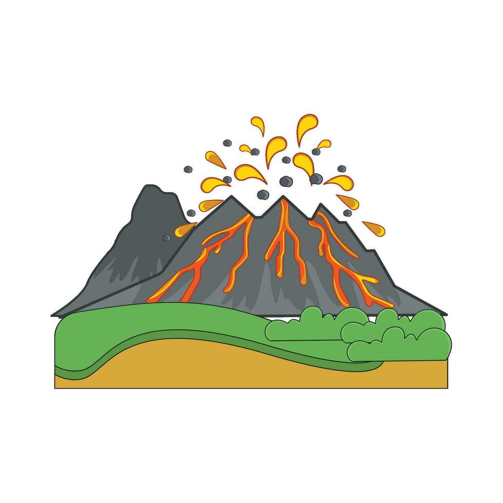 volcán montaña ilustración vector