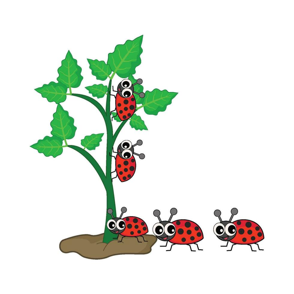 ladybug in tree illustration vector