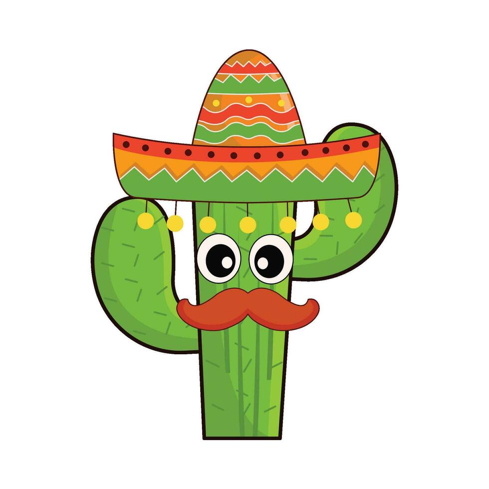 cactus character mexican illustration vector