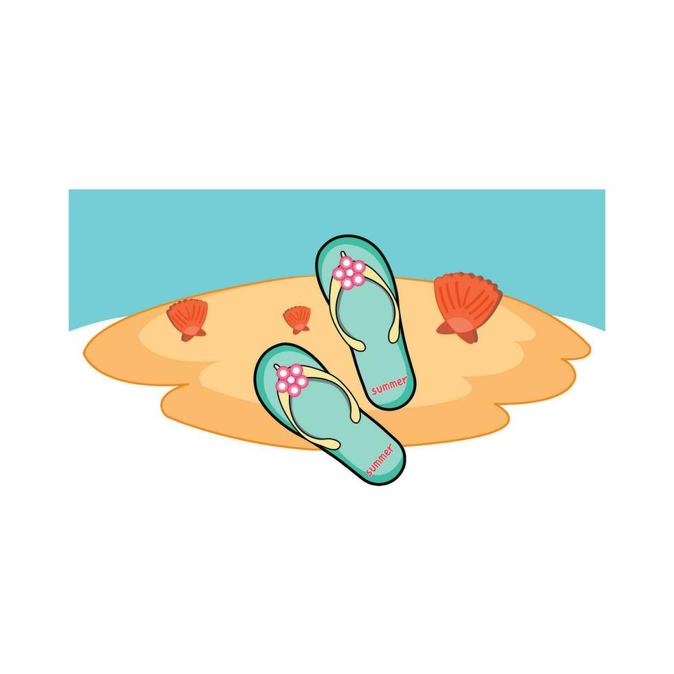 sandals in beach illustration vector