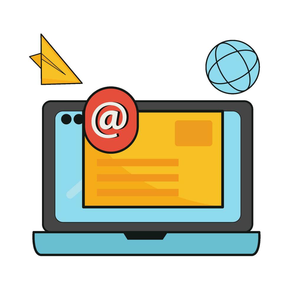 email in laptop with internet illustration vector