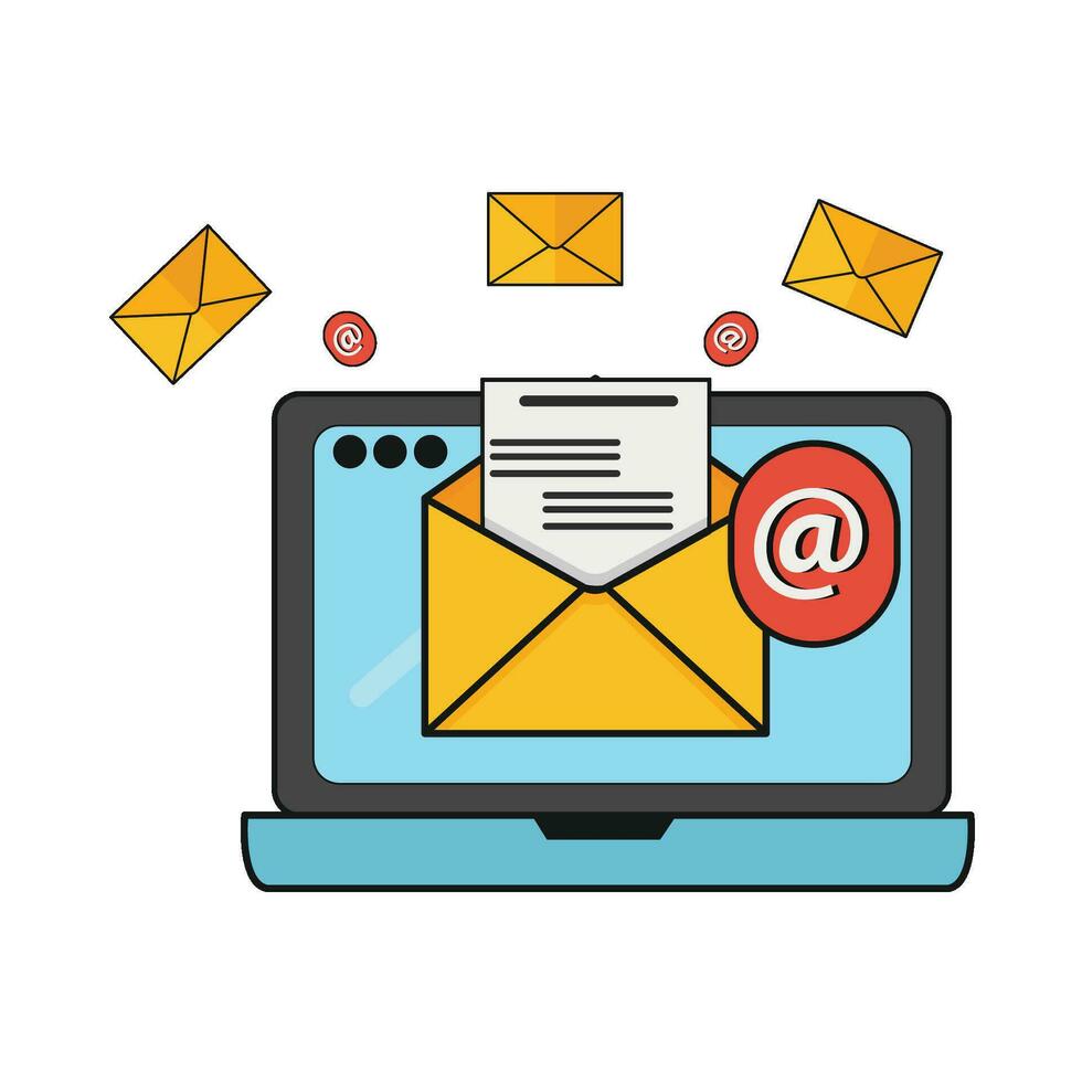 email in laptop illustration vector
