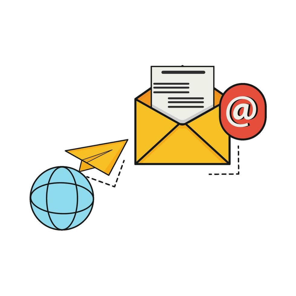 correo electrónico márketing con Internet ilustración vector