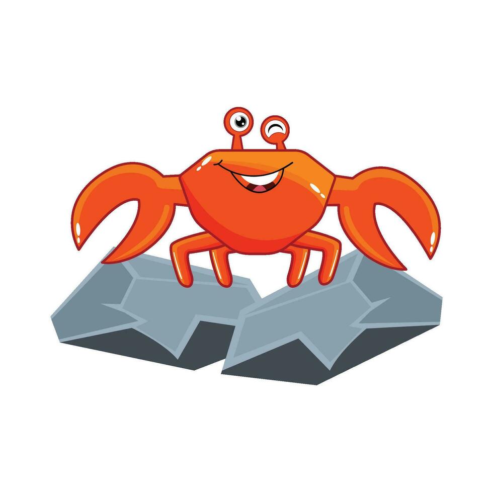crab character with stone illustration vector