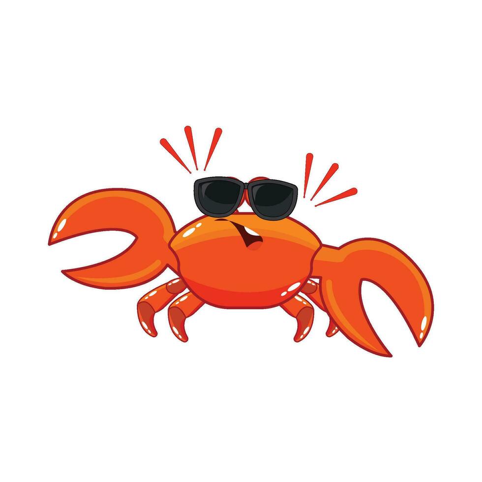 Crab wears glasses character illustration vector