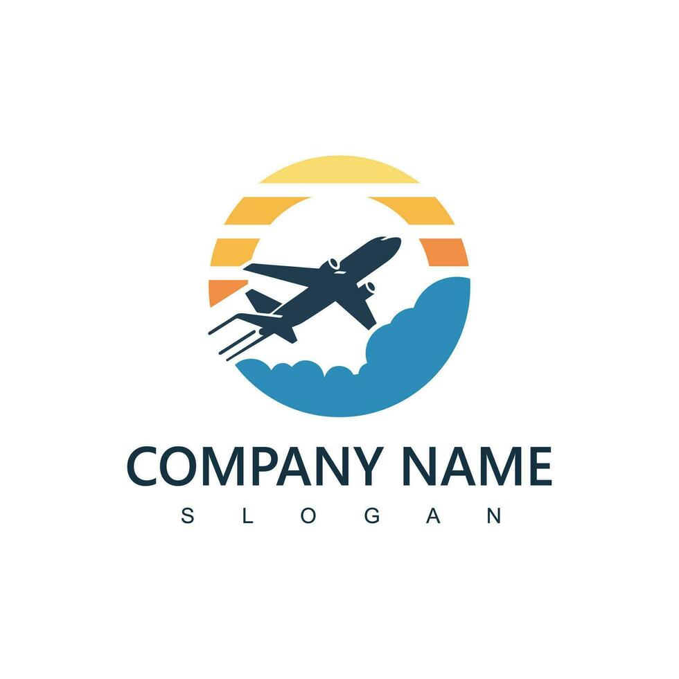 Travel agency logo. transport, logistic delivery logo design. airplane illustration. vector