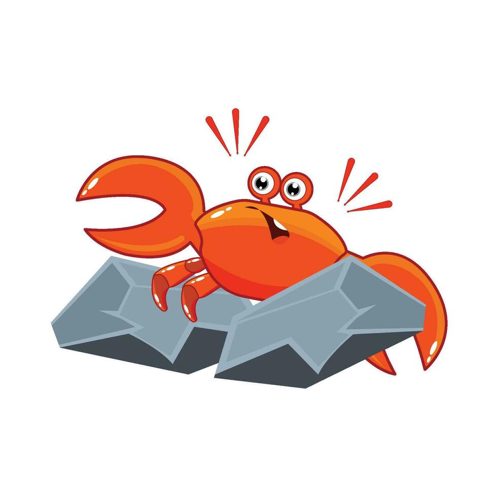 crab character with stone illustration vector