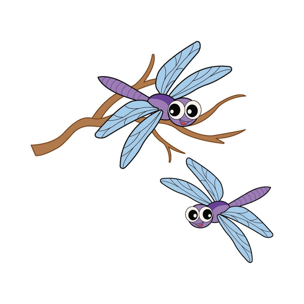 libélula en árbol maletero ilustración vector