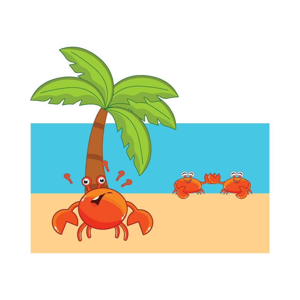 crab character in beach illustration vector