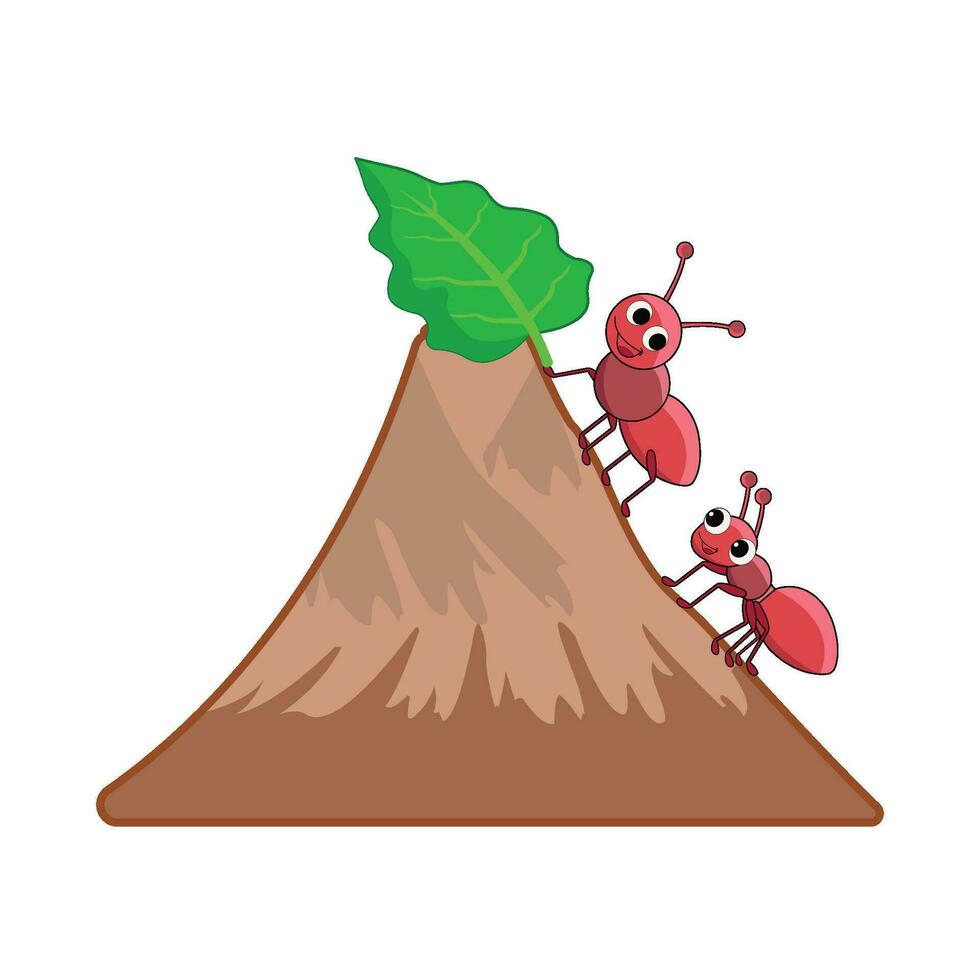 hormiga con hoja en arena ilustración vector
