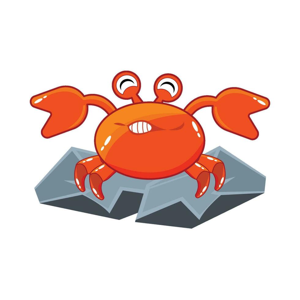 crab with stone illustration vector