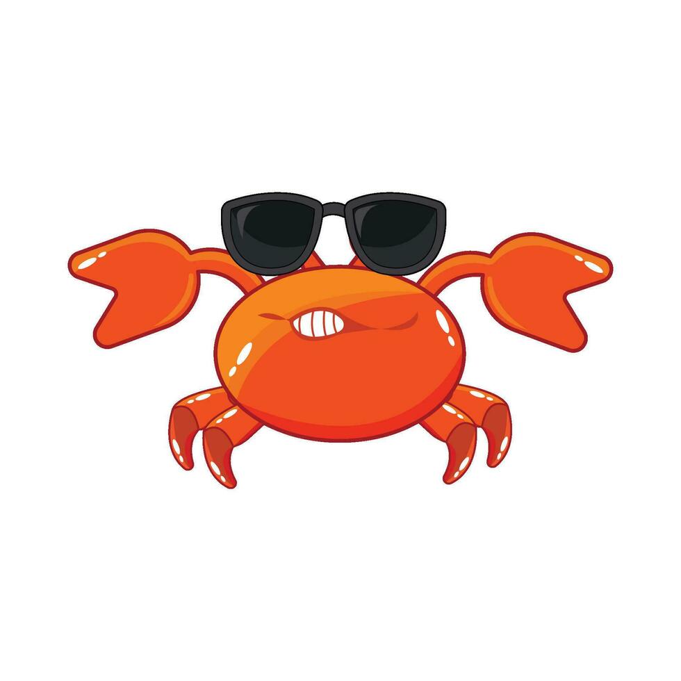 Crab wears glasses character illustration vector