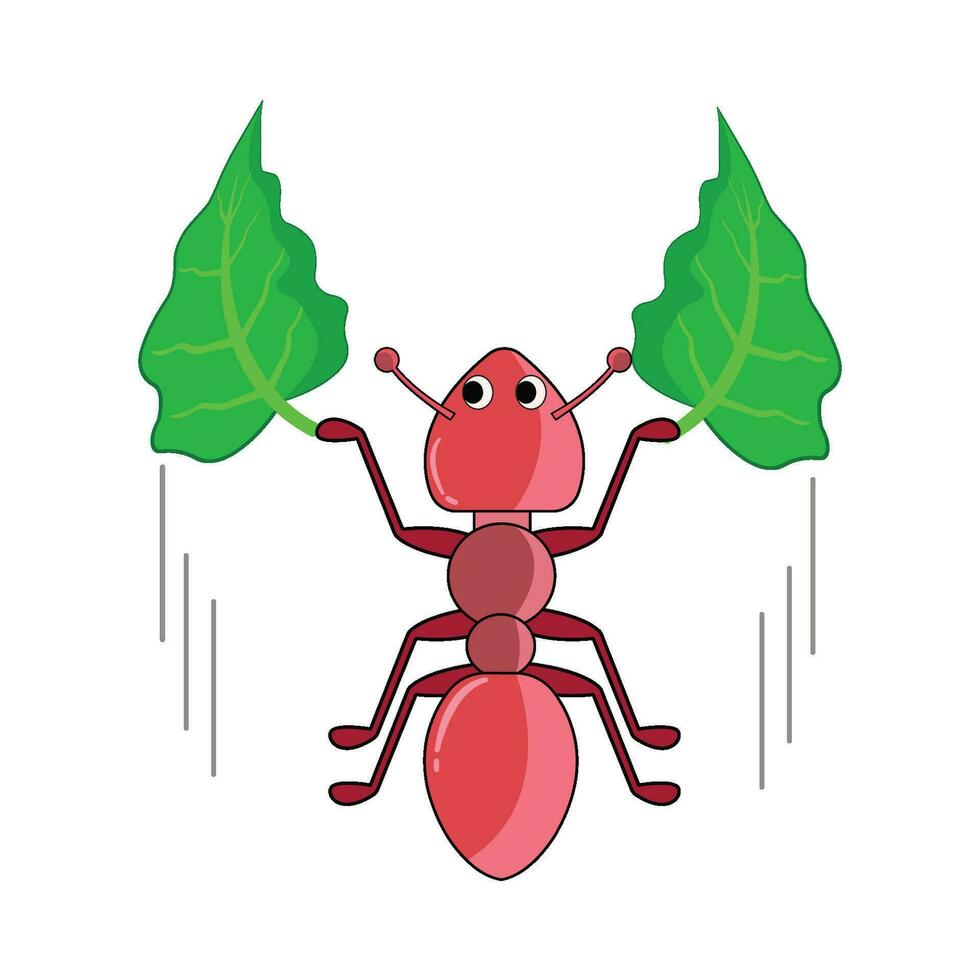 ant with leaf illustration vector