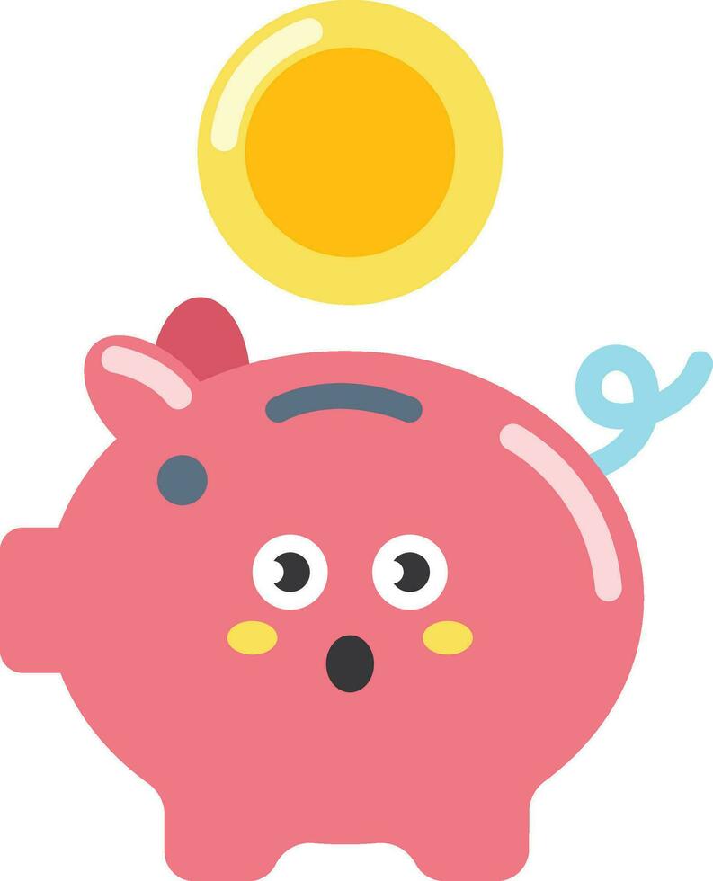 piggy bank icon. Piggy bank with coin vector icon