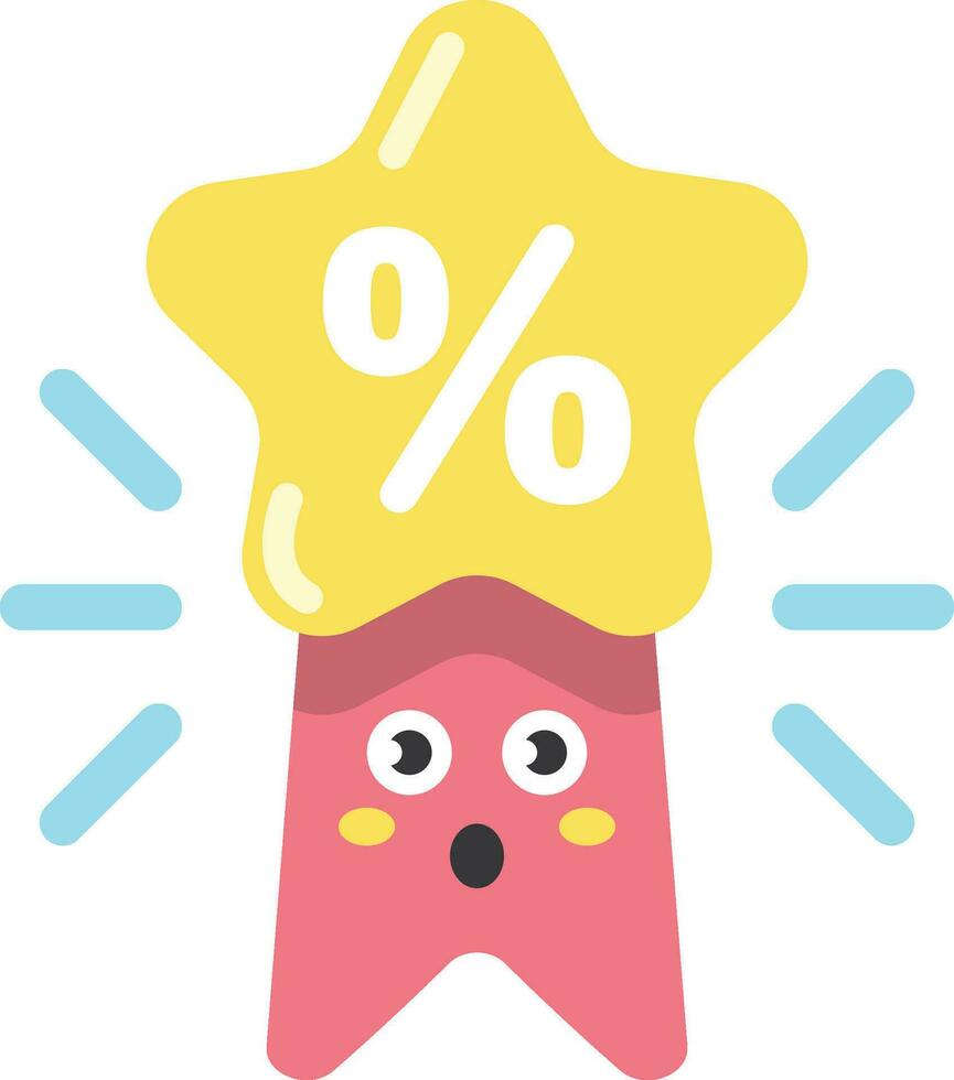 Star label with percent icon vector