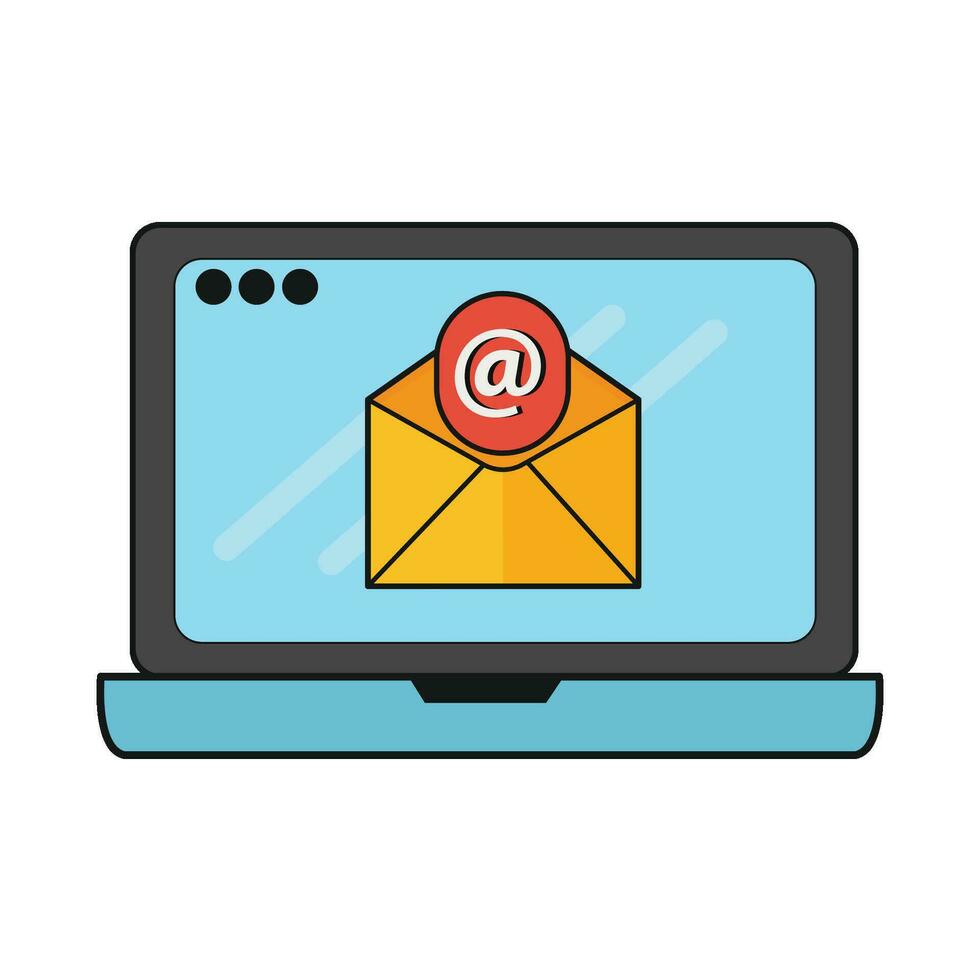 email in laptop illustration vector