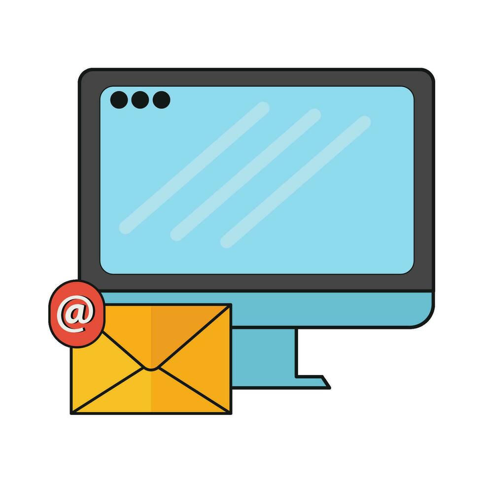 email with computer illustration vector